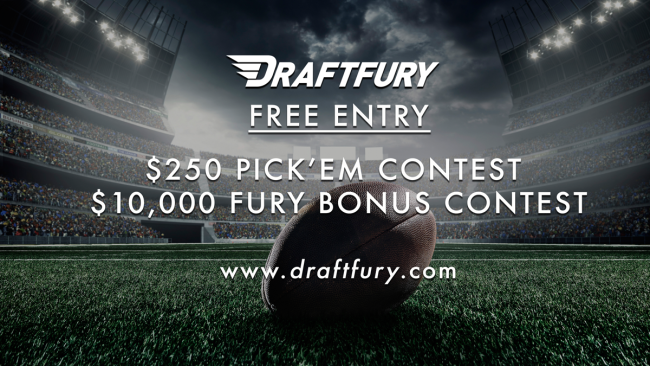 Draftfury NFL $250 pickem $10K Fury Bonus image 28-10-2015