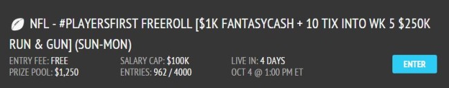 FantasyDraft freeroll