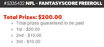 FantasyScore freeroll