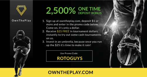 OwnThePlay Deposit bonus image with ROTOGUYS promo code