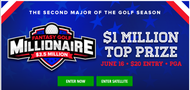 Draftkings GOLF MILLIONAIRE CONTEST JUNE 16 2016
