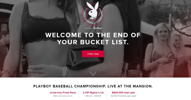 Fanduel Playboy Mansion 2016 contest full page