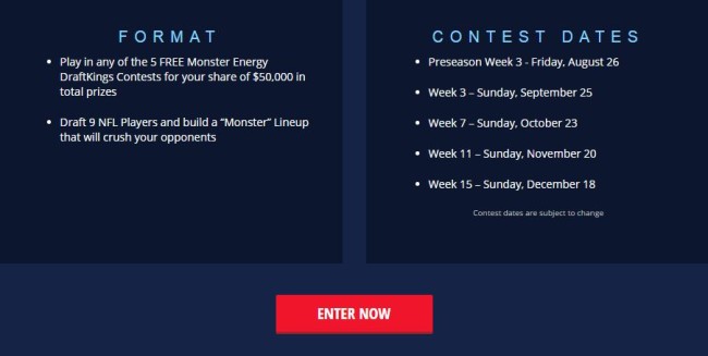 Draftkings NFL Monster Energy Gronk Freeroll FORMAT DETAILS