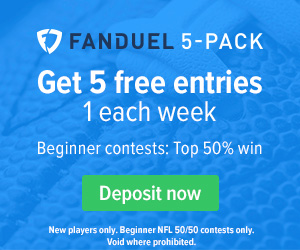 Fanduel 5 free entries 24-08-2016 300X250