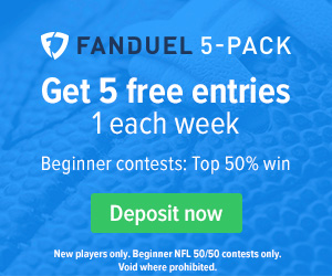 Fanduel 5 free entries 24-08-2016 300X250