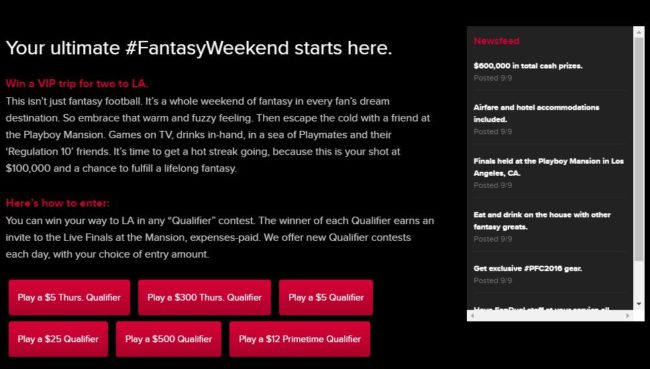 Fanduel NFL 2016 PlayBoy Mansion contest 15-09-2016 600X450 #2