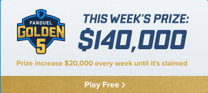 Fanduel NFL Golden 5 FREE PLAY 20-10-2017